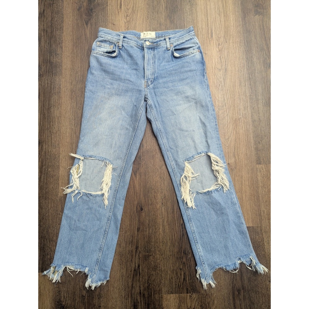 Free People We The Free Jeans‎ 27 Maggie Straight Distressed Frayed Hem Y2K Boho